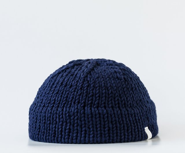 K003 Hand-knitted Short Dome Cap Sailor Cap-Dark Blue - Shop over