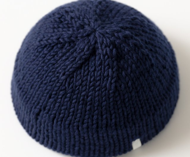K003 Hand-knitted Short Dome Cap Sailor Cap-Dark Blue - Shop over