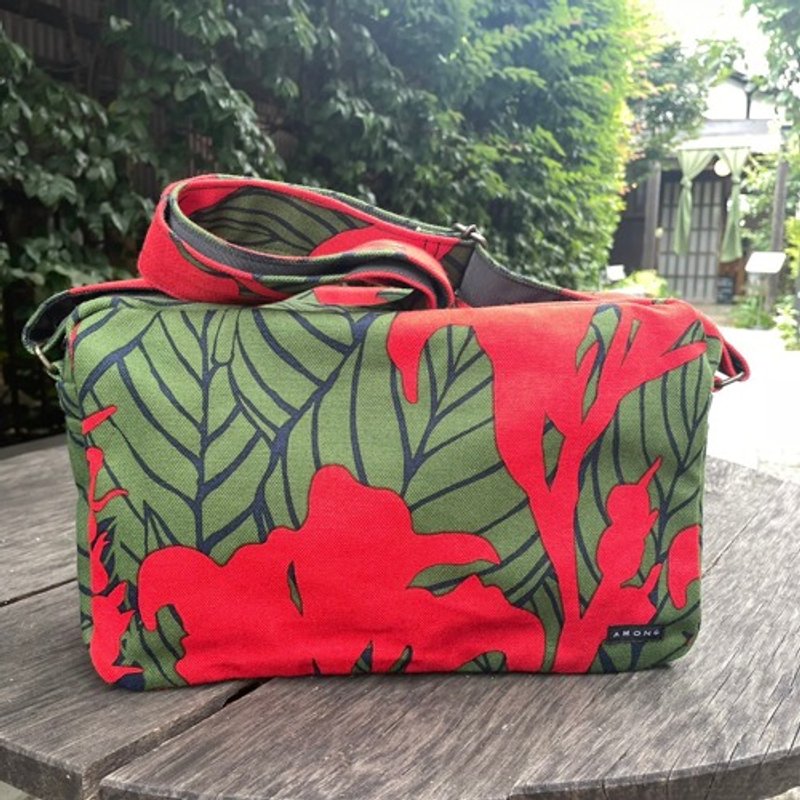 Shoulder bag "Kanna"_Red - Messenger Bags & Sling Bags - Cotton & Hemp 