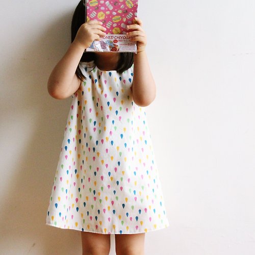 winnie設計館 洋裝 嬰兒 裙子 寶寶女童裝【彩色水滴-公主裙材料包】適用6個月-2歲