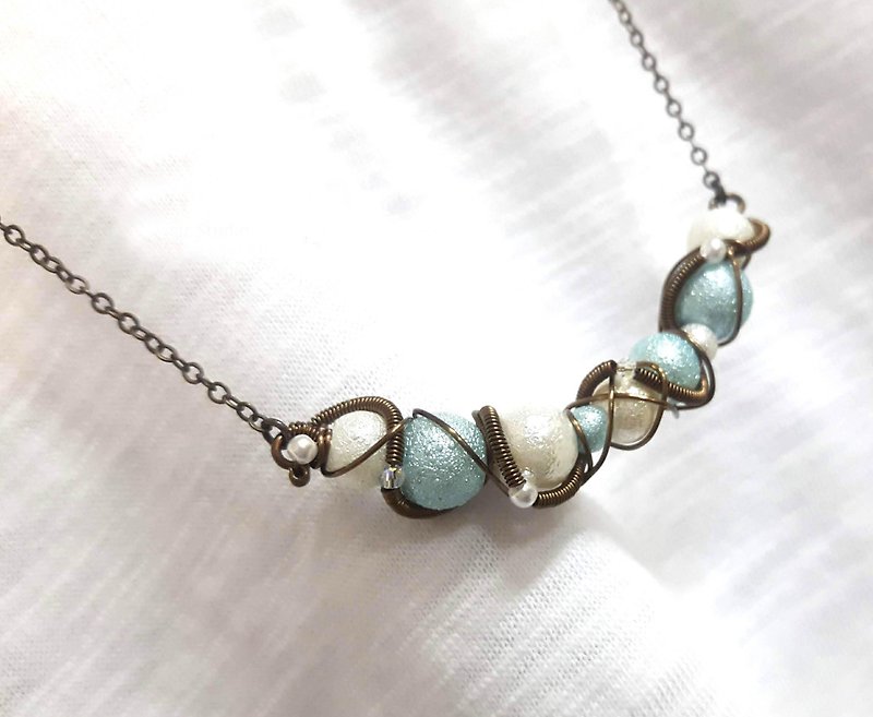 Foggy Pearl Light Necklace Kit - สร้อยคอ - โลหะ สีน้ำเงิน