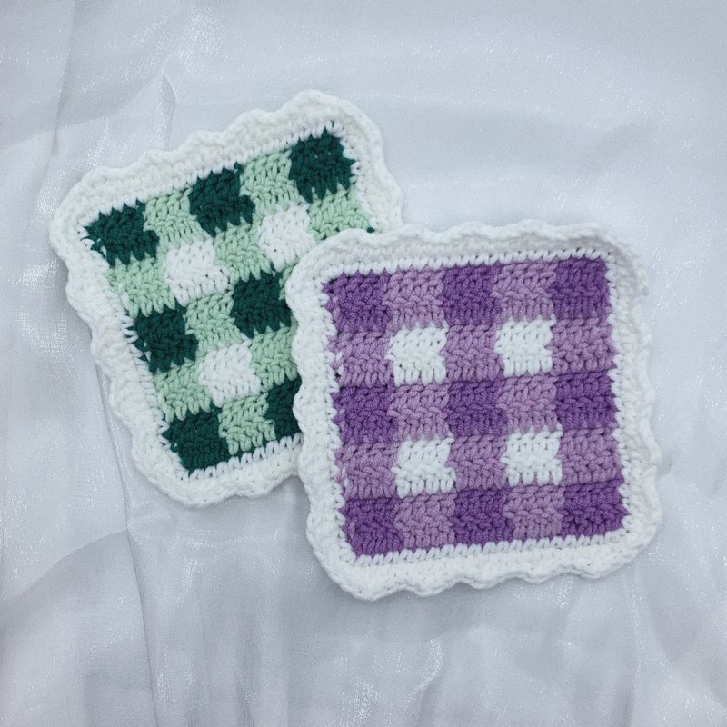 Crochet Square Checkerboard Coaster Shop dazzlecrochet Coasters Pinkoi
