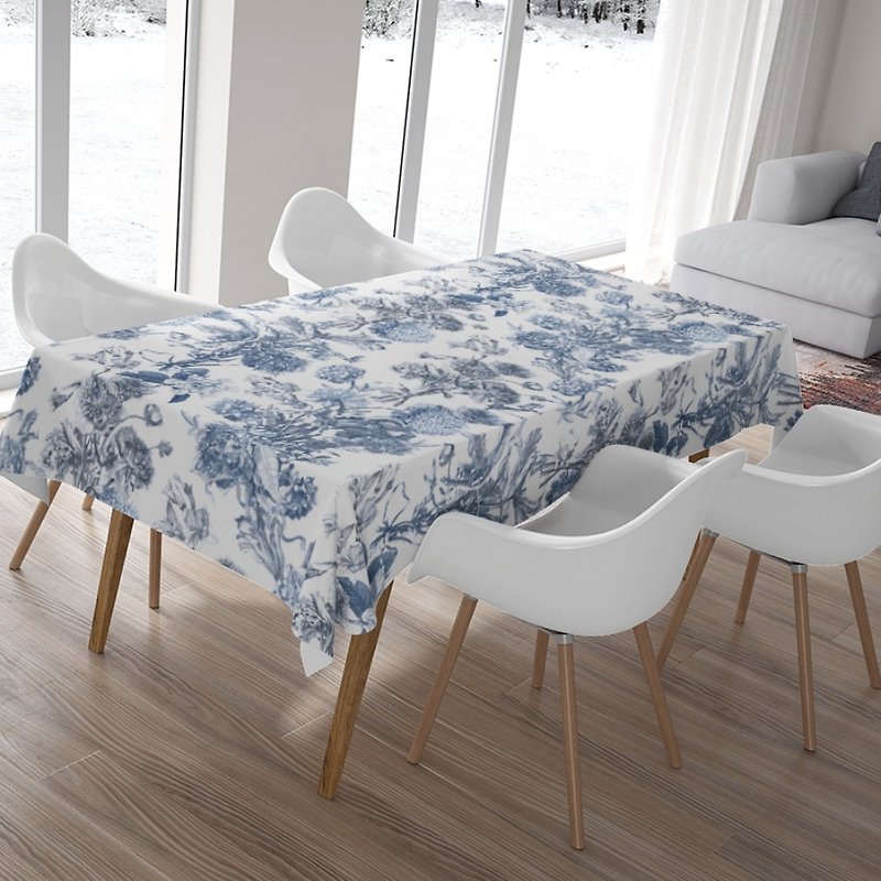 HC printed tablecloth European and American floral version HC7001 indigo printed Victoria flower - Items for Display - Polyester 