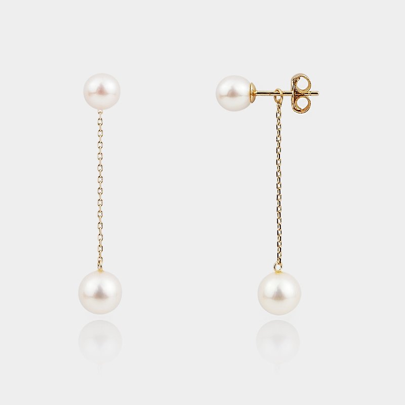 CLASSIC Two Pearl Earrings - Earrings & Clip-ons - Pearl Gold