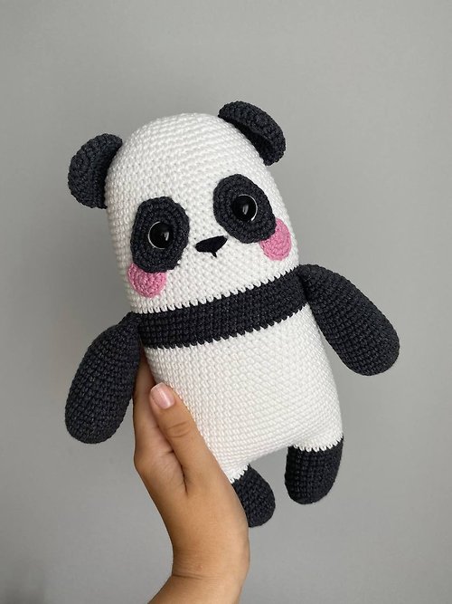 KnitInBy Panda plush, panda stuffed animal, panda baby toy, baby gifts crochet