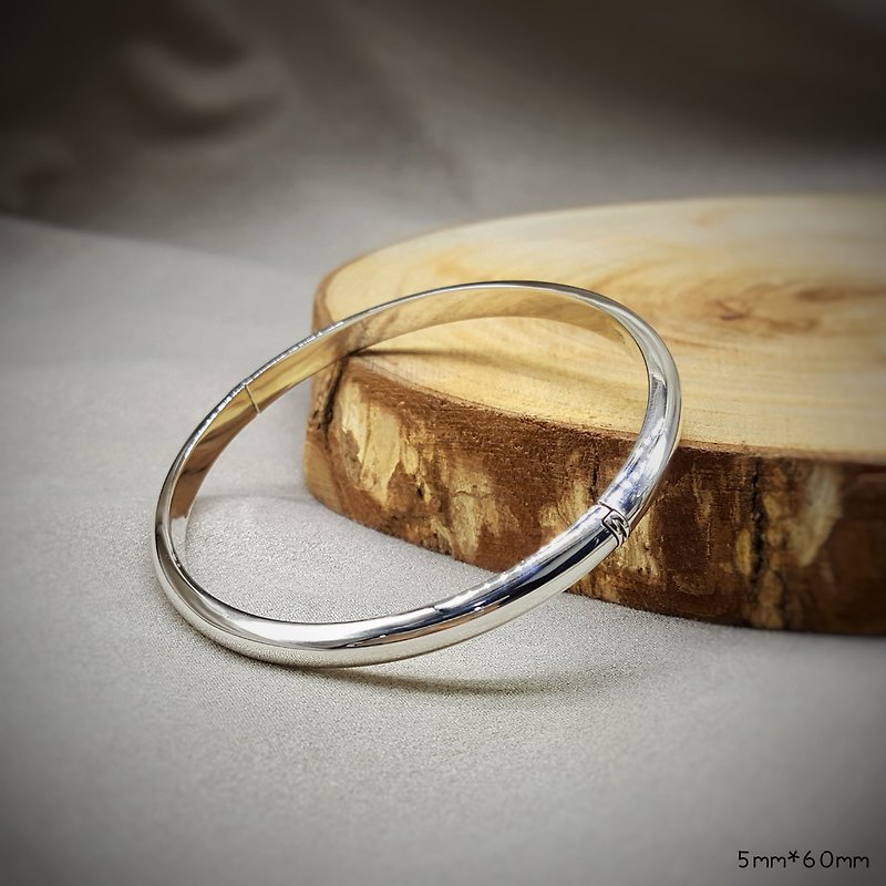 [SWS Jewelry] Basic Plain Round Sterling Silver Bracelet 925 Sterling Silver 5mm - สร้อยข้อมือ - เงินแท้ สีเงิน