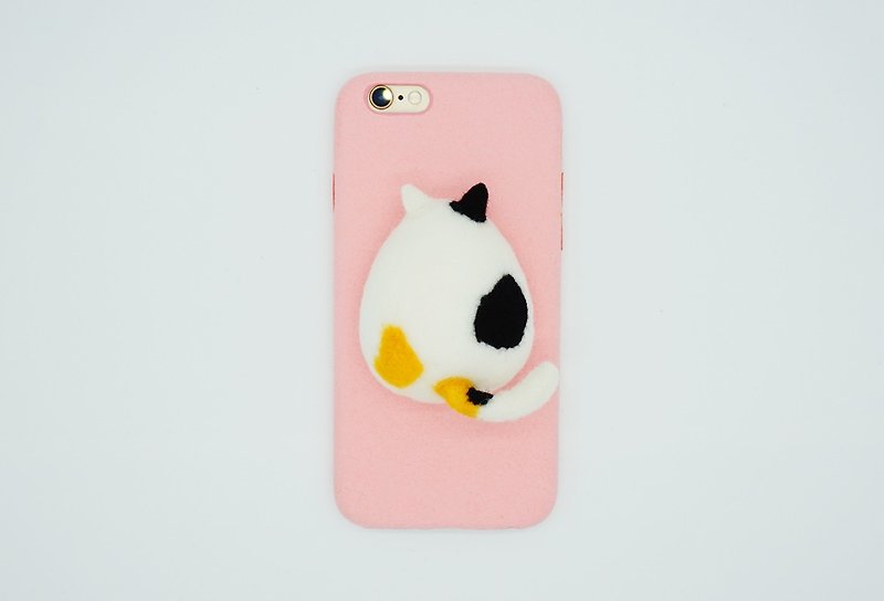 Needle Felted Spotted Cat Phone Shell Phone Case Christmas Gifts - เคส/ซองมือถือ - ขนแกะ หลากหลายสี