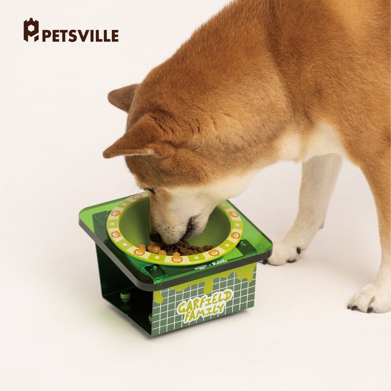 【Petsville派思維x加菲貓】加菲貓斜面寵物碗(共2款)  陶瓷 - 寵物碗/碗架/自動餵食器 - 陶 多色