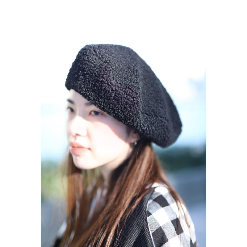 Hong Kong original hand-made lamb wool painter hat black - หมวก - ขนแกะ สีดำ