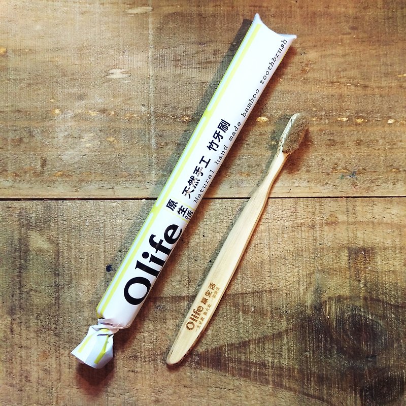 Olife original life natural hand-made bamboo toothbrush [moderate softness white horse hair bamboo] - อื่นๆ - ไม้ไผ่ 