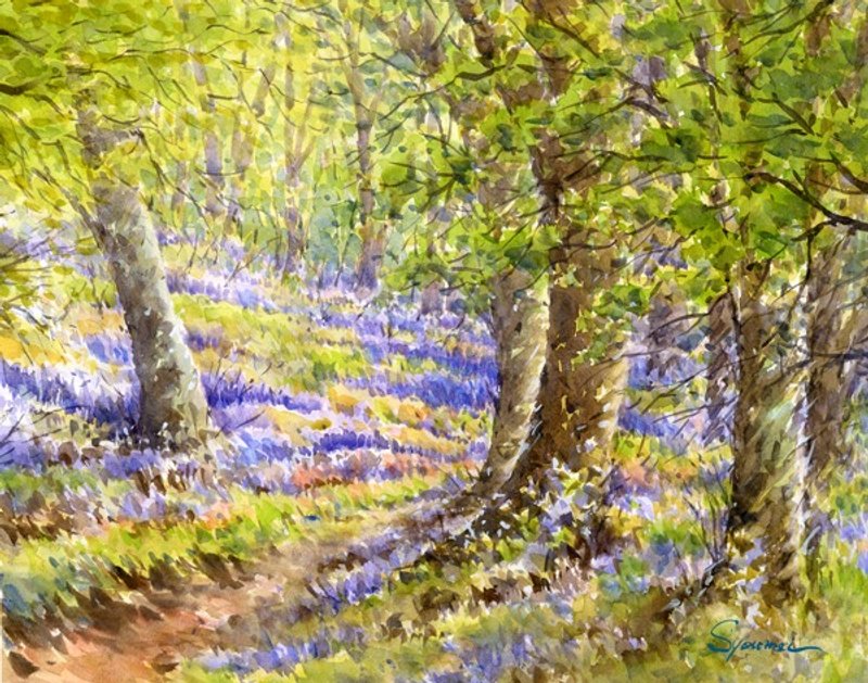 水彩画 ブルーベリーの森 - 海報/掛畫/掛布 - 紙 綠色