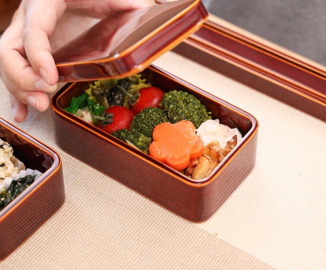 元田漆器 隅丸二段弁当箱 - ショップ MUKU工房 弁当箱・ランチ