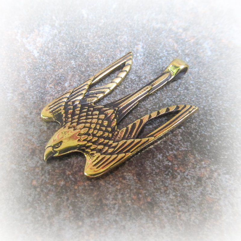 Ukrainian brass trident falcon necklace pendant,ukrainian emblem tryzub falcon - 長項鍊 - 銅/黃銅 