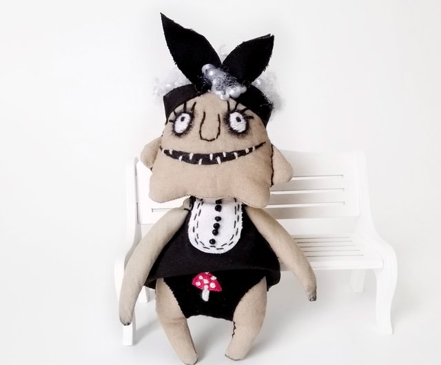 【ハンドメイドぬいぐるみ】白毛玉くん 手作りのミニブードゥー人形 - ユニークで不気味で奇妙