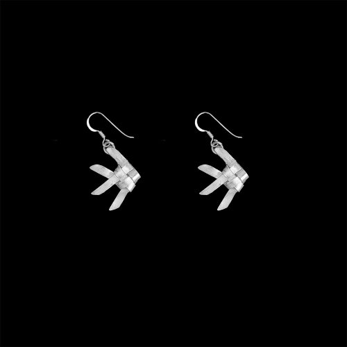 Shannta Ta-Pian Fish Earrings size M Silver 99.9 Pure Silver