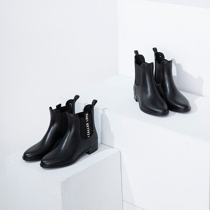 【I called Love】Romance Collection | British Chelsea Boots - รองเท้าบูทสั้นผู้หญิง - วัสดุกันนำ้ สีดำ