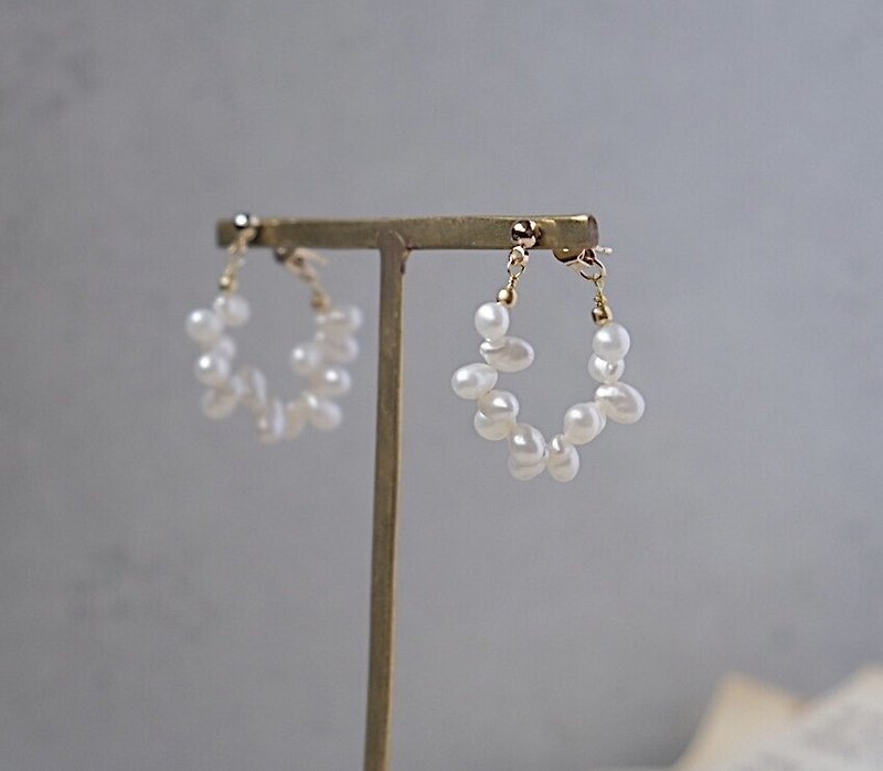 small pearl ring earrings - Earrings & Clip-ons - Pearl White