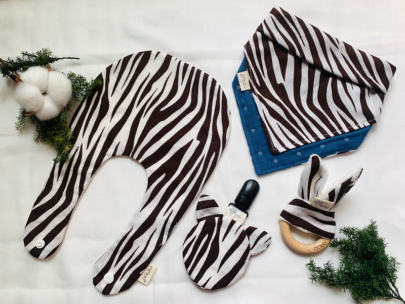 Handmade Creative Free Matching Cute Zebra Miyue Gift Box/4pcs - Baby Gift Sets - Cotton & Hemp Brown