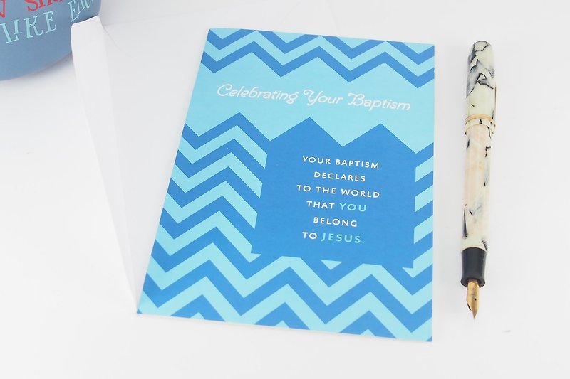 ◤ when you walk with Christ, God will always bless you | religious card turquoise blue stripes | Dayspring - Cards & Postcards - Paper Blue