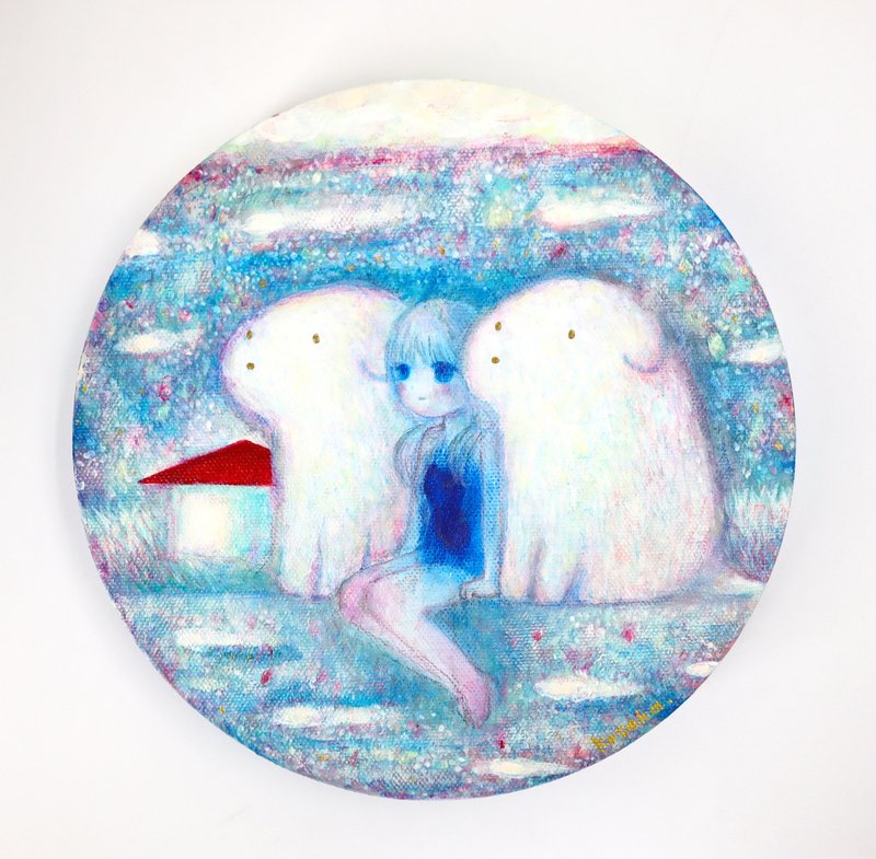 いぬいぬ / 原画 キャンバス作品 - ポスター・絵 - アクリル ブルー