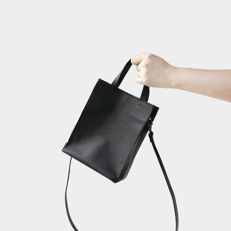 paper tote mini : black - Handbags & Totes - Genuine Leather Black