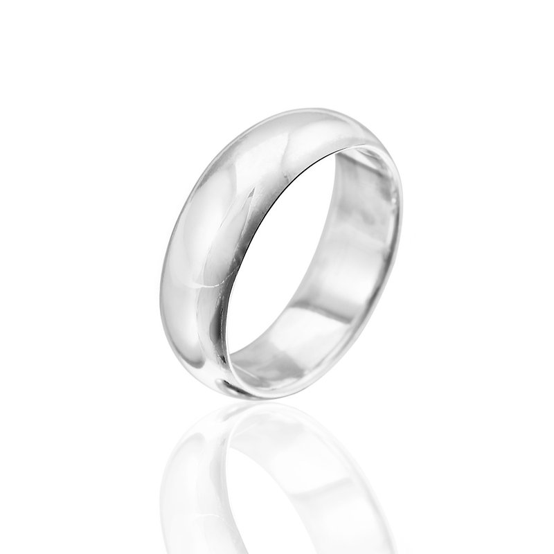 Simple plain sterling silver finger ring-7mm arc face ring - แหวนคู่ - เงินแท้ สีเงิน