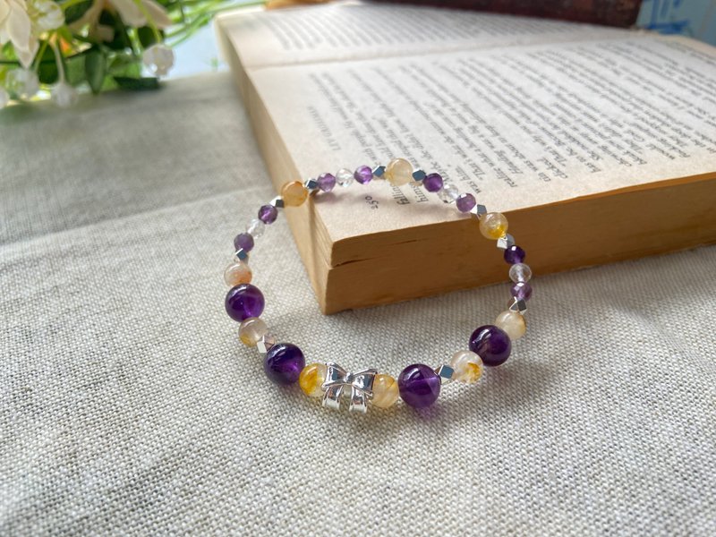紫水晶/黃膠花/白水晶 天然礦石手鍊 - 手鍊/手環 - 水晶 多色