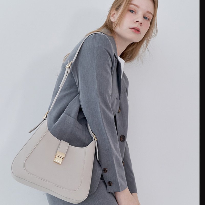 韓國LALA BAG | 深象牙白色 |腋下 側背包 斜孭袋 - 側背包/斜背包 - 人造皮革 白色