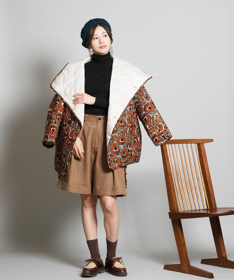 Super hight neck reversible blouson【IVORY×PAON】 - 女西裝外套 - 聚酯纖維 白色