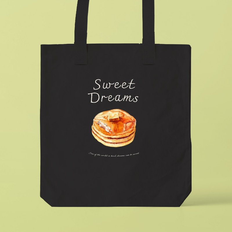 SWEET DREAMS_猫とホットケーキ /A3サイズ対応のトートバッグ - 手提包/手提袋 - 棉．麻 白色
