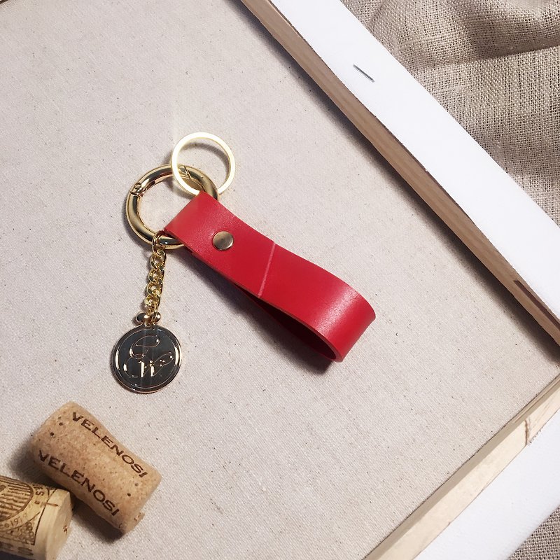Handmade leather key ring - urban red - Keychains - Genuine Leather Red