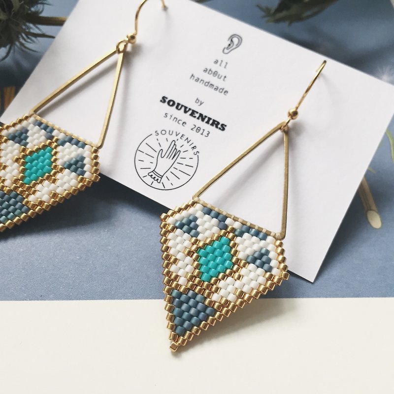 Other Materials Earrings & Clip-ons Blue - |Souvenirs|Original US imported beads Greek love handmade beaded earrings 925 gold-plated Clip-On