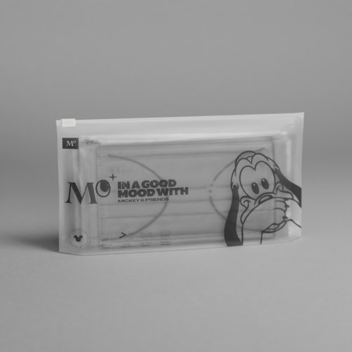 MO / MaskOn. 迪士尼4層一次性口罩 - 極簡灰 (12 個) - 布魯託 - 大碼