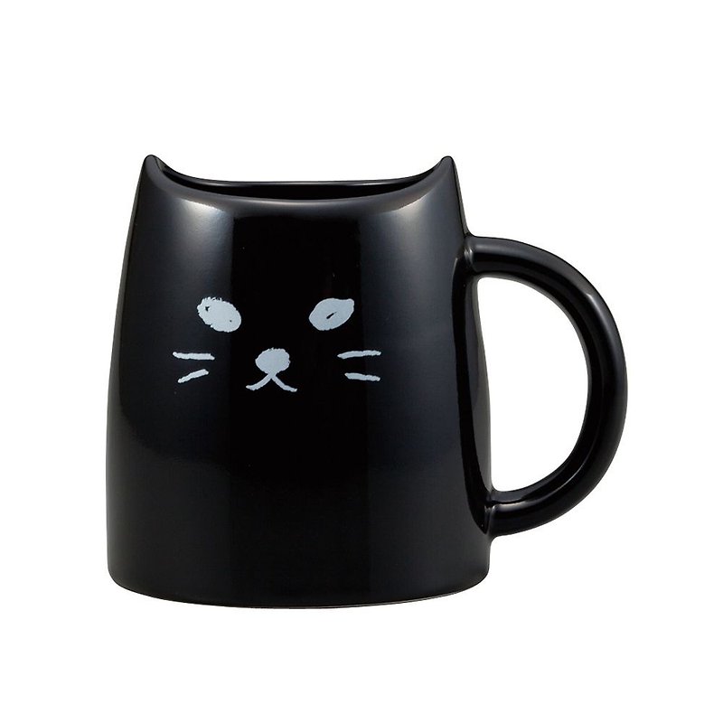 Japanese sunart mug-black cat - แก้วมัค/แก้วกาแฟ - เครื่องลายคราม สีดำ