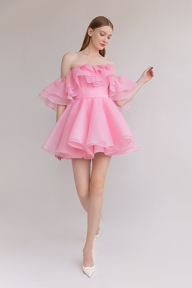 Purple dress Cocktail dress Prom dress Pink dress PEONY - 禮服/小禮服 - 聚酯纖維 粉紅色