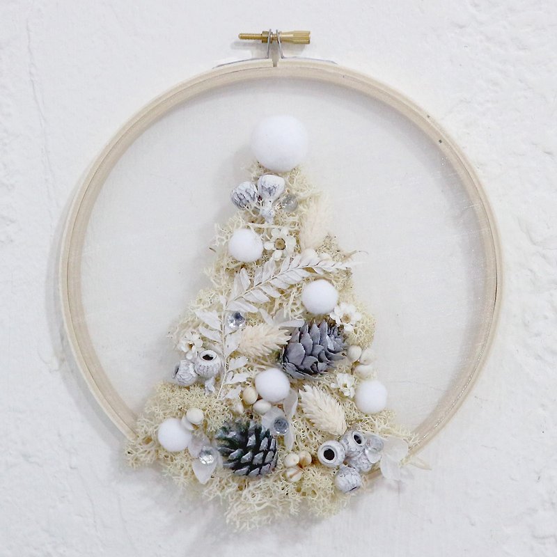Home DIY Course I Embroidery Frame Flowers - Snow White Blessing - จัดดอกไม้/ต้นไม้ - พืช/ดอกไม้ ขาว