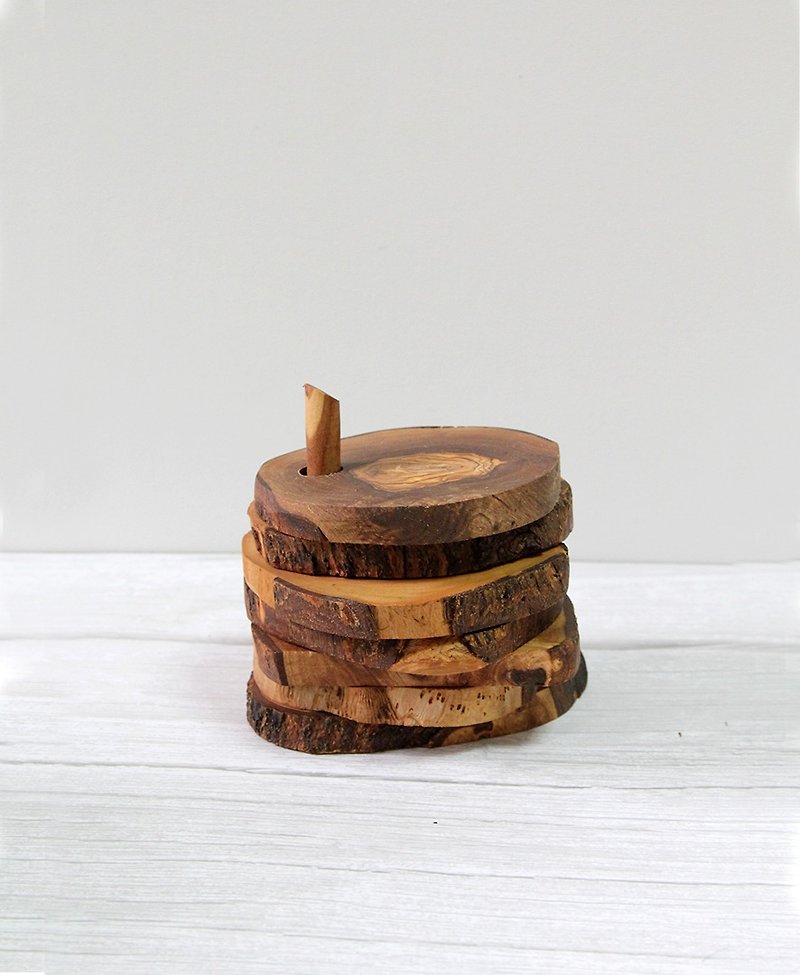 英國Naturally Med橄欖木板原木杯墊/桌墊/展示盤 - 杯墊 - 木頭 咖啡色
