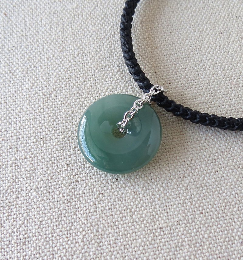 The birth year [Peace, wishful] 糯 冰平安扣丝丝丝线 necklace ** [eight shares] lucky - Necklaces - Gemstone Green
