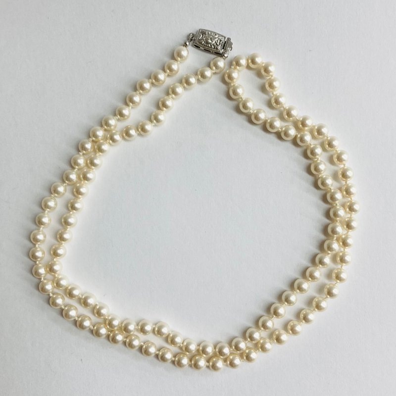 Shell pearl all-knot matinee necklace/6mm approx. 76.5cm/white beige/R/Made in Japan - Necklaces - Shell White