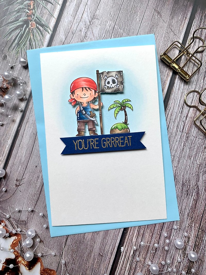 Handmade card_You are great little pirate - Cards & Postcards - Paper Blue