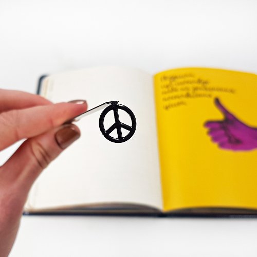 Design Atelier Article Metal Bookmark Peace, Small Bookish Gift for Avid Reader.