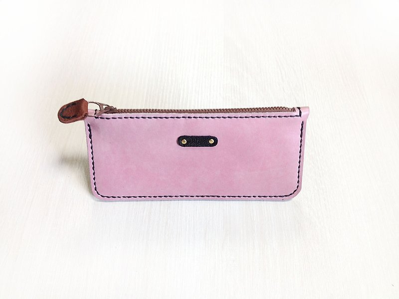 POPO │ pink │leather │ simple. Long folder │ leather - Wallets - Genuine Leather Pink