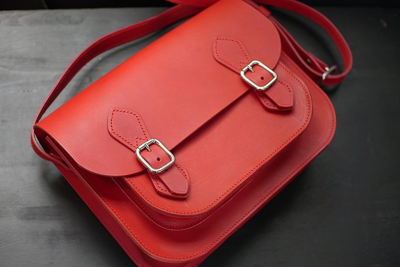 [In Offer] [New Color Listing] [Magnetic Buckle] British Cambridge Bag-Chili Red - กระเป๋าแมสเซนเจอร์ - หนังแท้ สีแดง