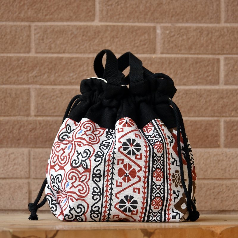 Three-in-one Shoulder / Cross-back / Hand-held Bucket Bucket Bag ~ Ethnic Sliver (A52) In Stock - กระเป๋าแมสเซนเจอร์ - ผ้าฝ้าย/ผ้าลินิน สีดำ