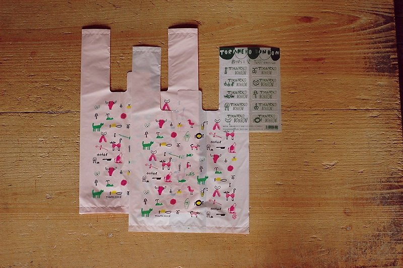 Classiky TORANEKO BONBON Plastic Bags + Stickers Set【S (99217-01)】 - อื่นๆ - พลาสติก สึชมพู