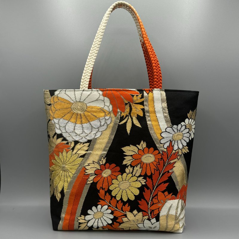 Kimono Obijime Remake Tote bag - Handbags & Totes - Silk Black