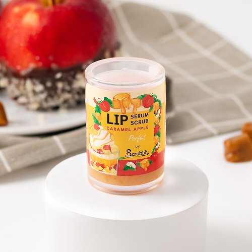 Scrubbit Yummy Lips! 2 in 1 : Lip Scrub & Serum, Caramel Apple - Made from real fruits