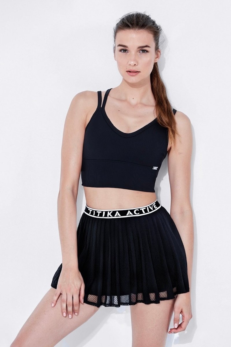 Holly Branded Ribboned Skirt - Black - 女運動褲/機能褲 - 其他材質 