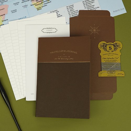 Craftbook Maker 旅行者日誌工藝書 -手作縫製小手帳套裝-深棕色- Bookbinding kit