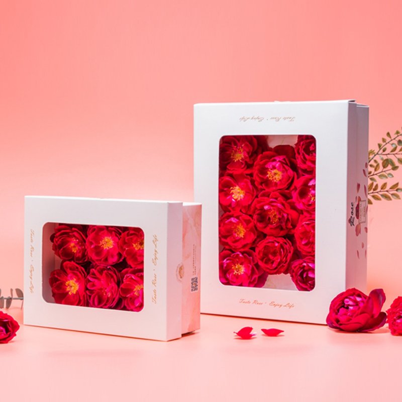 【Fresh Edible Roses】Rose Gift Box / Damascus Rose / Home Delivery (6 & 11 Roses) - Other - Plants & Flowers Red